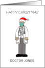 Covid 19 Happy Christmas Doctor Cartoon to Personalize Any Name card