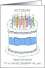 Happy 60th Birthday Daughter in Law Cartoon Cake and Candles card