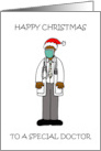 Happy Christmas Covid 19 African American Male Doctor Cartoon card