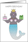 Happy Birthday Purrmaid Mercat Merkitten Cartoon card