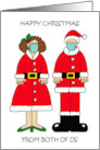 Covid 19 Happy Christmas from Both of Us Cartoon Mr and Mrs Claus card