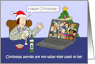 Covid 19 Virtual Remote Christmas Party Cartoon Humor card