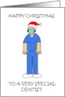 Covid 19 Happy Christmas to Female Dentist in Facemask and Scrubs card