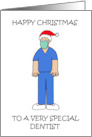 Covid 19 Happy Christmas to Male Dentist in Facemask and Scrubs card