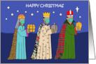 Covid 19 Happy Christmas Three Wise Men in Face Masks Cartoon card
