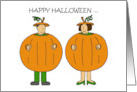 Happy Halloween Wedding Anniversary Cartoon Couple in Costumes card