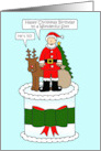 Christmas Birthday for Son to Personalize Any Age Cartoon Santa card