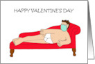 Happy Valentine’s Day Covid 19 Cartoon Sexy Man in a Facemask card