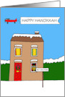 Covid 19 Happy Hanukkah Cartoon Self isolation House in Snow card