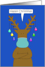 Covid 19 Happy Christmas Cartoon Reindeer Wearing a Facemask card