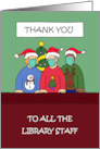 Covid 19 Thank You to Library Staff Cartoon Group Christmas card