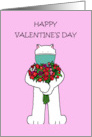 Covid 19 Happy Valentine’s Day Cartoon Cat in a Facemask with Flowers card