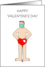 Covid 19 Happy Valentine’s Day Cartoon Man in Facemask with a Balloon card