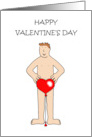 Happy Valentine’s Day Cartoon Sexy Man with a Heart Balloon card