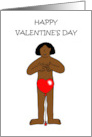 Happy Valentine’s Day Cartoon African American Lady Wearing a Balloon card