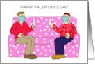 Happy Valentine’s Day Cartoon Male Couple Wearing Facemasks card