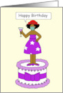 Covid 19 Red Hat Happy Birthday African American Lady in a Facemask card