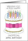 Unofficial Birthday Cartoon Cake and Candles to Personalize Any Month card