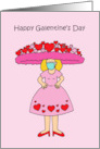 Covid 19 Happy Galentine’s Day Cartoon Lady in Romantic Fashion card