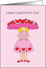 Happy Galentine’s Day Cartoon Lady in Romantic Outfit card