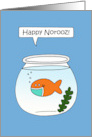 Covid 19 Happy Nooroz Goldfish in a Face Mask Cartoon Humor card