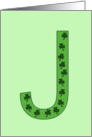 Happy St. Patrick’s Day Letter J with Shamrocks card