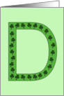 Happy St. Patrick’s Day Letter D with Shamrocks card