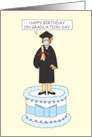 Birthday on Graduation Day for Female Cartoon Graduate on a Cake card
