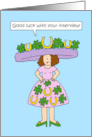 Good Luck with Your Interview Lady in Four Leaf Clover Dress card