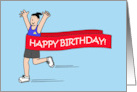 Happy Birthday to Female Runner Cartoon Humor card