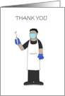 Thank You to the Vaccination Team Cartoon Man with Syringe card