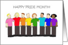 National Pride Month June Cartoon Group Wearing Rainbow Colors card