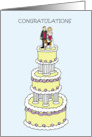 Congratulations Bride and Groom and Beagle Dog Wedding Cake card