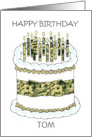 Happy Birthday Camouflage Cake and Candles to Personalize Any Name card