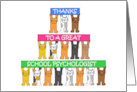 Thank You to School Psychologist Cartoon Cats Holding Banners card