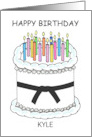 Happy Birthday Martial Artist Any Name to Personalise Black Belt Cake card