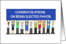 Congratulations on Being Elected Mayor Cartoon Group Holding a Banner card