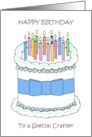 Happy Birthday to Crafter Cartoon Cake and Candles card