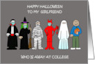 Happy Halloween To Girlfriend Away at College Spooky Characters card