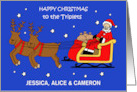 Happy Christmas to the Triplets to Customise Any Names card