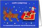 Happy Christmas to Daughter and Future Son in Law Santa and Sleigh card