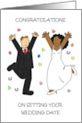 Congratulations on Setting Wedding Date Bride Groom and Confetti card