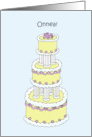 Wedding Congratulations in Finnish Onnea Stylish Celebration Cake card
