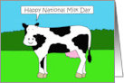 Happy National Milk Day January 11th Talking Cow in a Field card