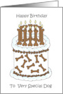 Happy Birthday to Dog Dog Biscuit and Bone Candles Cake card