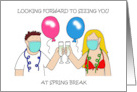 Looking Forward to Seeing You at Spring Break Couple in Face Masks card