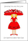 National Wear Red Day Lady in Heart Decorated Hat and Dress card