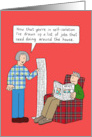 Coronavirus Self Isolation Cartoon Gray Haired Couple Chores Humor card