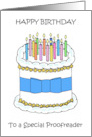 Happy Birthday to Proofreader Cartoon Cake and Candles card