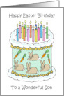 Happy Easter Birthday to Son Cake and Candles card